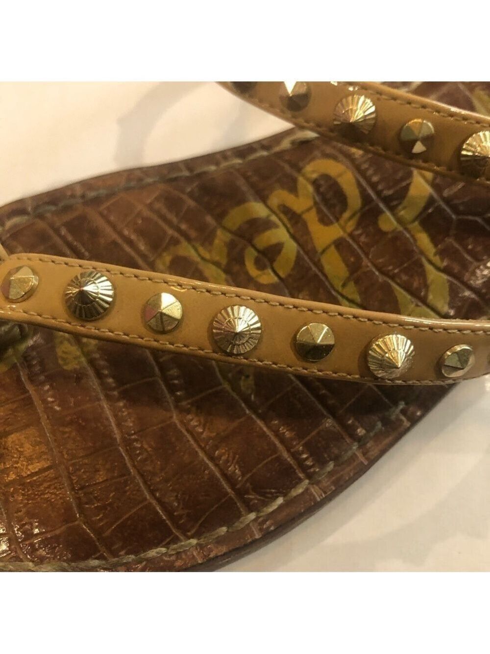 Sam Edelman Gordie sandals size 7.5 studded strappy toe prong summer beach - Picture 5 of 10